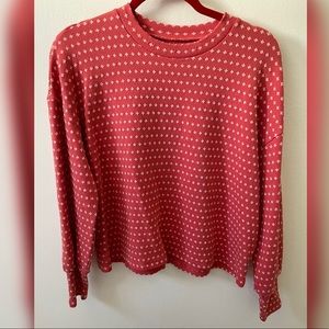 Floral jacquard puff-sleeve top